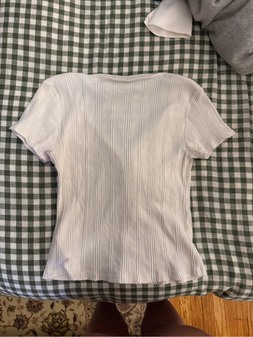 Anthropologie Ribbed Button-Front V-Neck Top - Picture 2 of 2